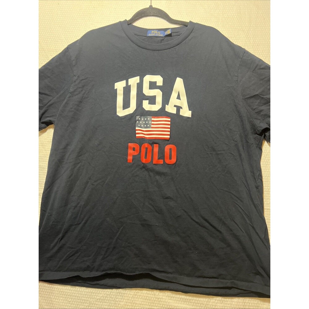 Polo Ralph Lauren Shirt Men 2XB 2TG Blue Classic Fit USA Flag POLO Graphic Tee